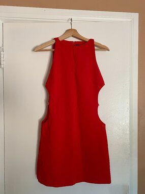 ZARA RED MINI DRESS WITH BUCKLED CUTOUTS